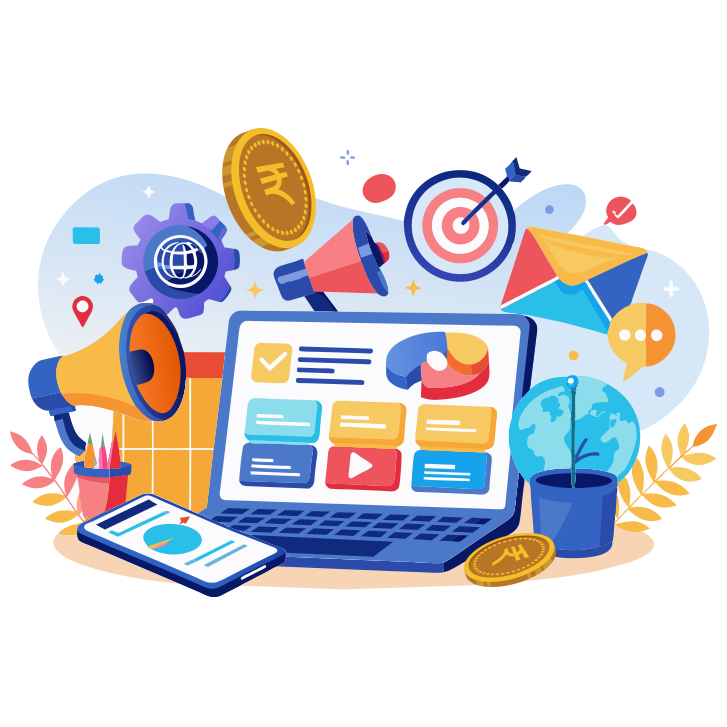 Digital marketing growth illustration